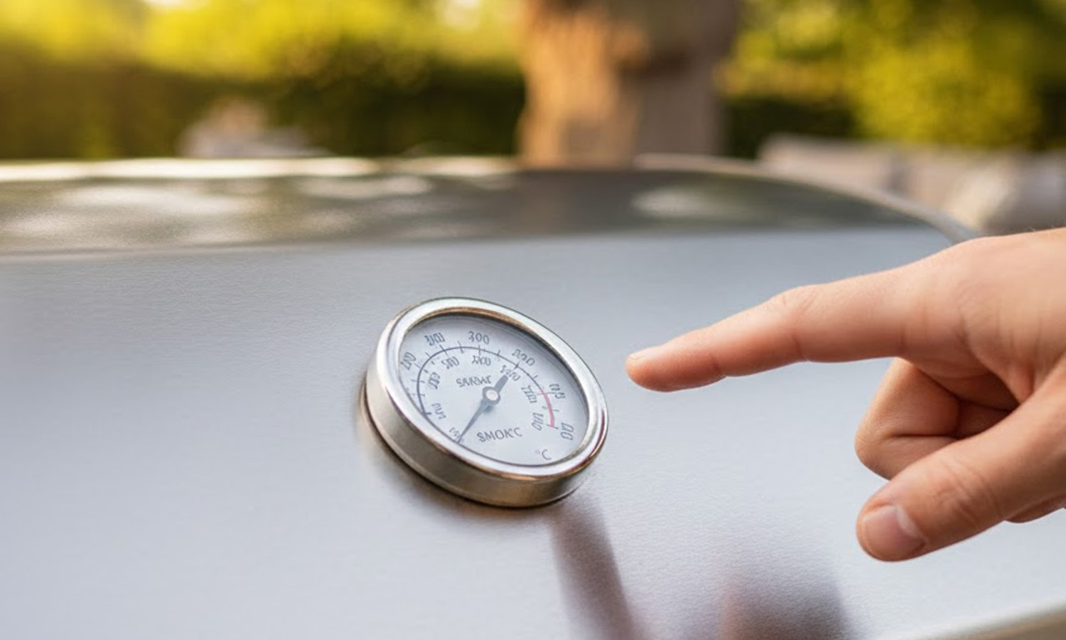 Temperaturmätare i locket på en gasolgrill